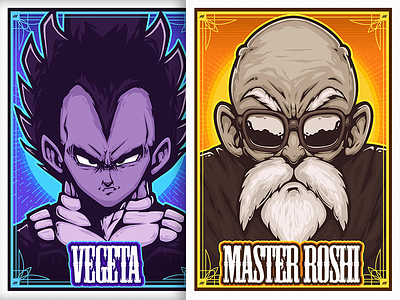 Dragon Ball Z Posters ball cartoon dbz dragon illustration master roshi poster vegeta