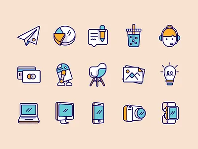 Iconset Update - Atlassian avatars camera cloud devices document email graph icons iconset illustration printer users