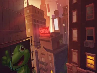 Sunset landscape skyscrapers sunset