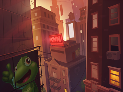 Sunset landscape skyscrapers sunset