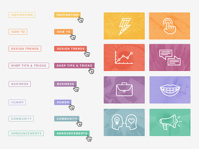 CM Blog — Category Colors & Icons blog categories cm colors creative market creativemarket redesign