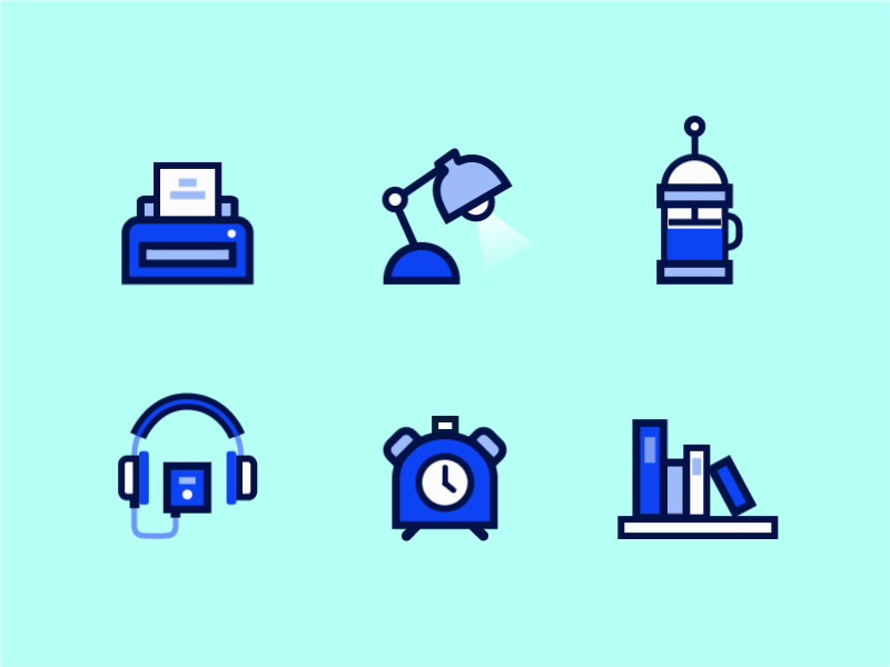 Office Essentials ae aftereffect awesome blue flat freebie gif icons light office print summer