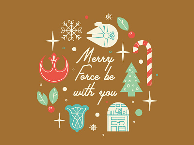 Merry Xmas candy cane christmas christmas tree design disney illustration millenium falcon r2 d2 star wars xmas