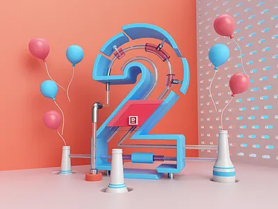 TWO YEARS!!! 3d balloons beer dos render two