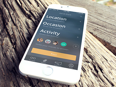 Ask & share ask finder forum interface places question share ui ux venue