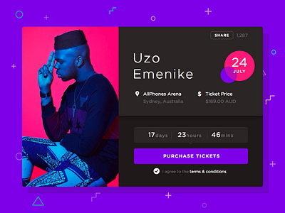 Music Event Box app counter event free freebie music purchase retro sketch ticket ui user interface