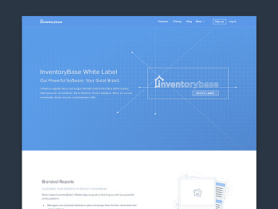 White Label blueprint design interface landing marketing web