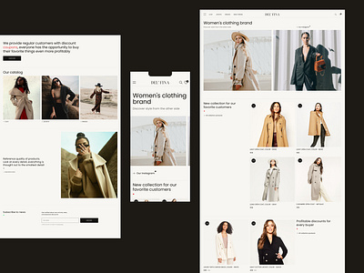 Main page of women's clothing online store cards clean clothing design ecommerce inspiration inspire layout light mobile online shop store ui ux website