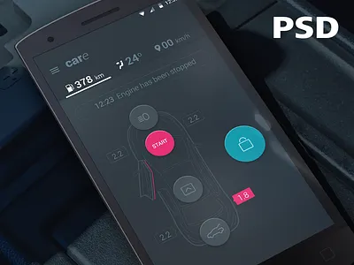"Care" – car's remote control app. W.I.P android car free material design mockup psd ui ux
