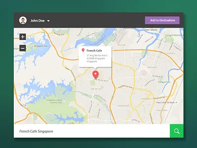 Map - flat UI dailyui destination flat flat design interface location map traveling ui ux web app