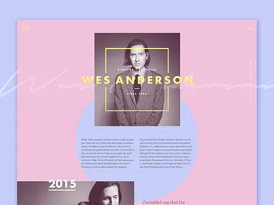 Wes Anderson (Concept) concept flat landing page layout marketing minimal photography pink ui web design website wes anderson