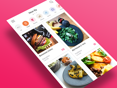 App UI : Place feed android app card feed gui ios mobile near place ui ux