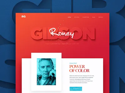 Roney Gibson art button design menu navigation site typography web
