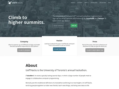 UofTHacks - Exploration #1 blue hackathon landing page web white