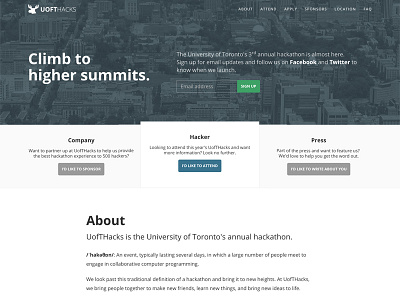 UofTHacks - Exploration #1 blue hackathon landing page web white