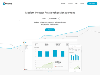 Visible Landing Page clean data homepage landing re design visible web app