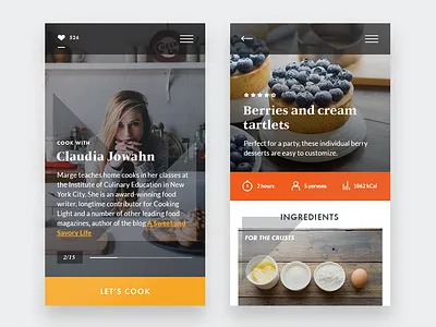 Let's Cook chief cook food ingredients interface mobile recipe tartlets ui