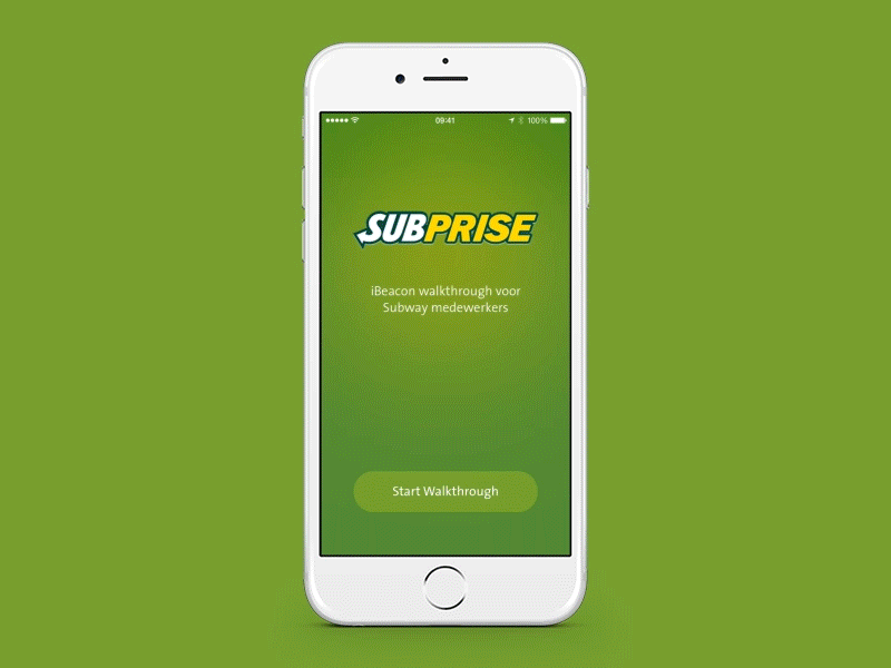Subway: Subprise Beacons Walkthrough animation app beacons get started green introduction ios layered parallax subprise subway walkthrough