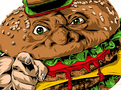 I WANT FOOD burger digital food fighters gallery illustration mattel poster screen print toy vector