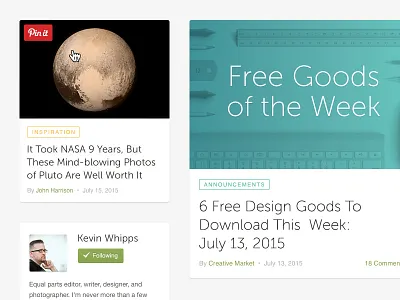 CM Blog — Post & Author Cards author blog cards cm creative market creativemarket post product cards teaser