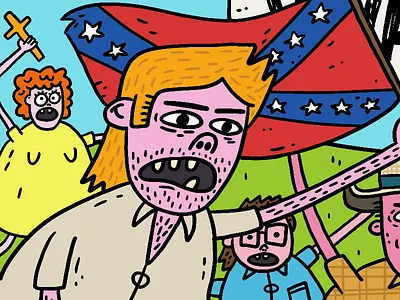 Republicans cartoon confederate flag guns illustration redneck republicans