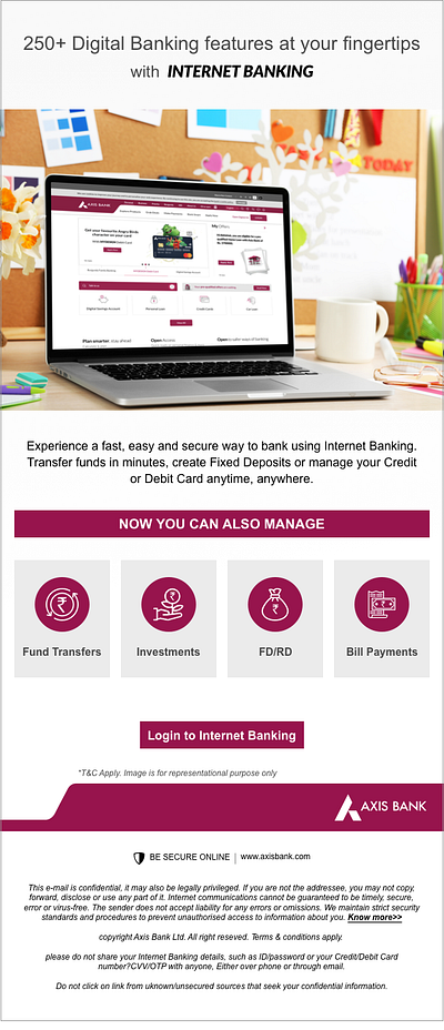 Axis Bank 250+ Digital Banking features design emailer emailer design sketch