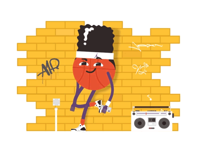Street basketball 2d air animation basketball boombox flat gif graffiti hip hop music old school