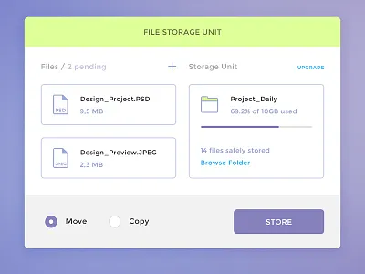 Day 037 - File Storage Widget cloud copy cut file folder move safe storage transfer unit widget