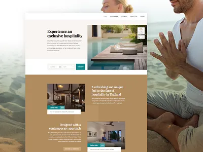 Diversify my design skills aktiv grotesk beige braun homepage hotel interface design landing page marine green playfair redesign resort ui design