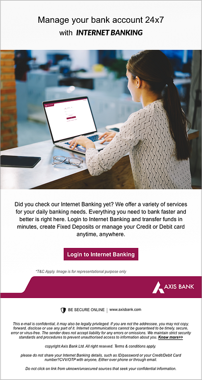 Axis Bank Manage your Bank account 24x7 Emailer Design branding design eamiler marketing emailer design sketch