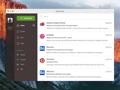 Day 004 - Email Client apple appstore captain client desktop el email inbox interface osx ui widget