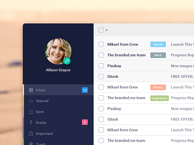 Email App Rebound app email free psd rebound unsplash