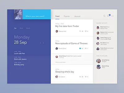 Social calendar app app calendar desktop events social ui ux