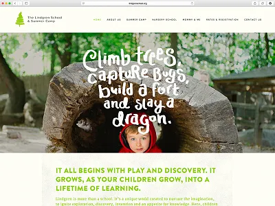 Lindgren School Site design green handlettering parallax photography type typography web