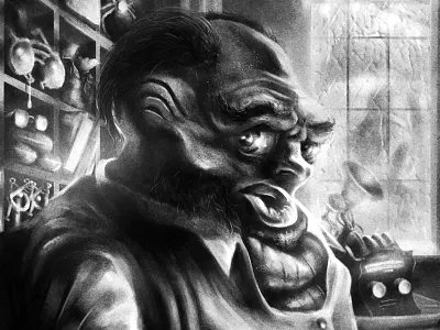 The Shopkeep and the Umbra black white book digital digital painting illustration novel photoshop the stars were right