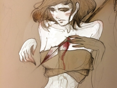 Yokai 7 arrow art blood demon digital painting drawing ghost haunted illustration japanese manga