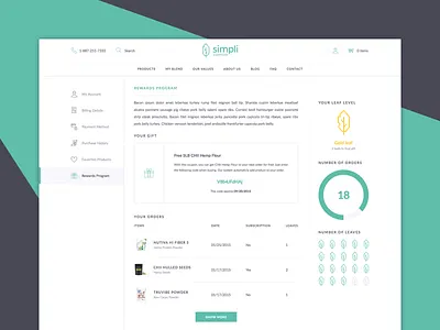 Rewards Program clean dashboard flat loyalty program reward rewards simpli ui