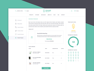 Rewards Program clean dashboard flat loyalty program reward rewards simpli ui