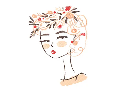 Féminin female feminine floral flowers féminin girl illustration retro vintage woman
