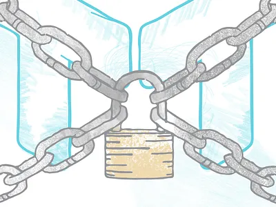 Driftt Error 403 Image app chains comical driftt error 403 hand drawn illustration lock pencil whimsical