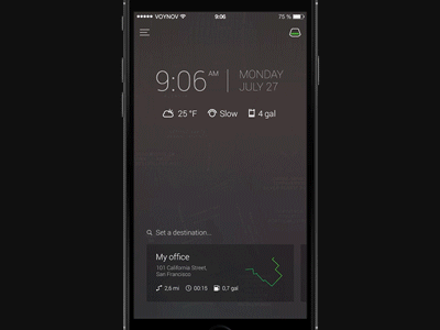 Car-tracker App animation auto car ios iphone mobile motion tracker ui user experience user interface ux