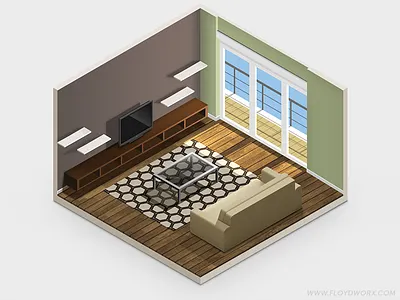 Hotel room - infographic element 3d couch hotel infographic isometric tv