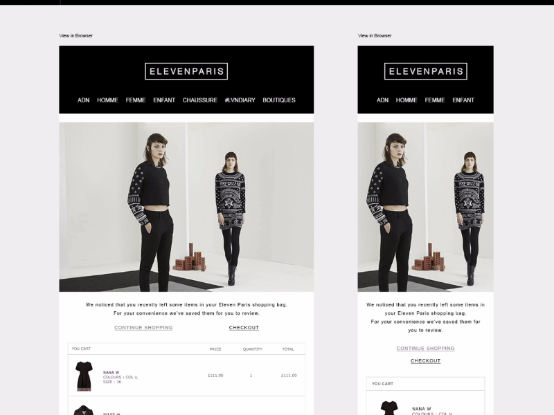 Email Design for Eleven Paris css design eleven paris email html newsletter
