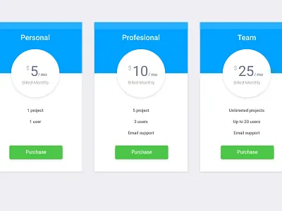 Pricing Table buy clean interface option plan pricing table purchase ui ux