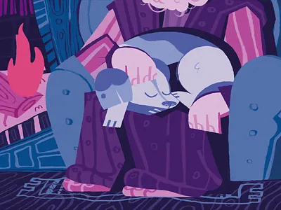 Happy Merry Christmas aesthetic animation berg character chill christmas design dog fire fireplace grandpa graphic illustration lug magic motion newyear perry vibe