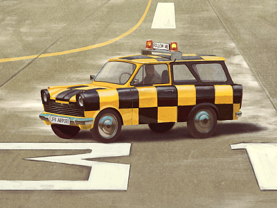 Follow me car airplane aviation clear for takeoff follow me car jfk airport pan am playing card retro vintage