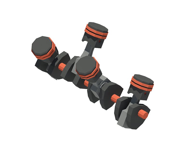 Lowpoly High-Power 3d 4 stroke animation engine high power lowpoly vehicles