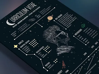 Personal Resume curriculum vitae cv infographic moon personal resume space stars texture vector visa
