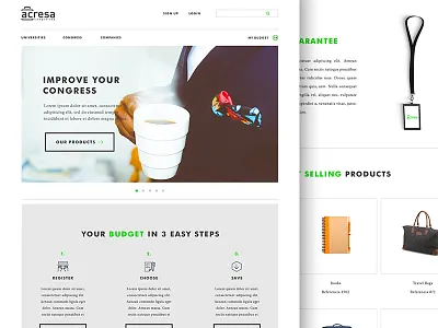 Acresa Congress Shop design ecommerce green photoshop simple ui ux white