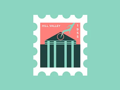 Back To The Future clocktower delorean doc lightning movie poster sci fi stamp time travel